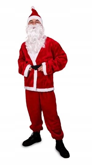 Kostým Santa Claus Premium velur (sako), kalhoty, pas, čepice, brada