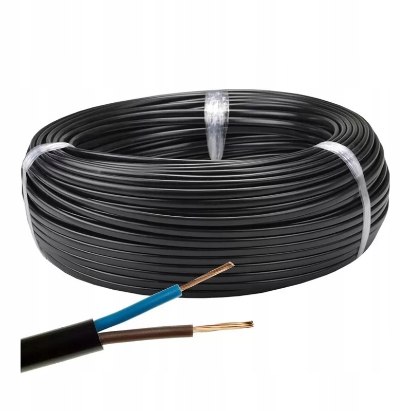 

Przewód Okrągły czarny , giętki linka Omy 2x1