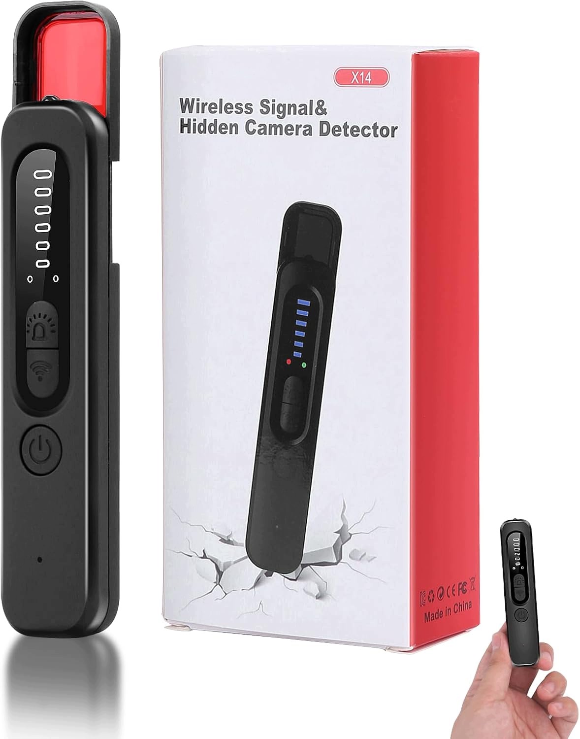Detektor kamer odposlechů Gps Rf 6,5GHz Malý detektor 4v1 Jicicuxi X14