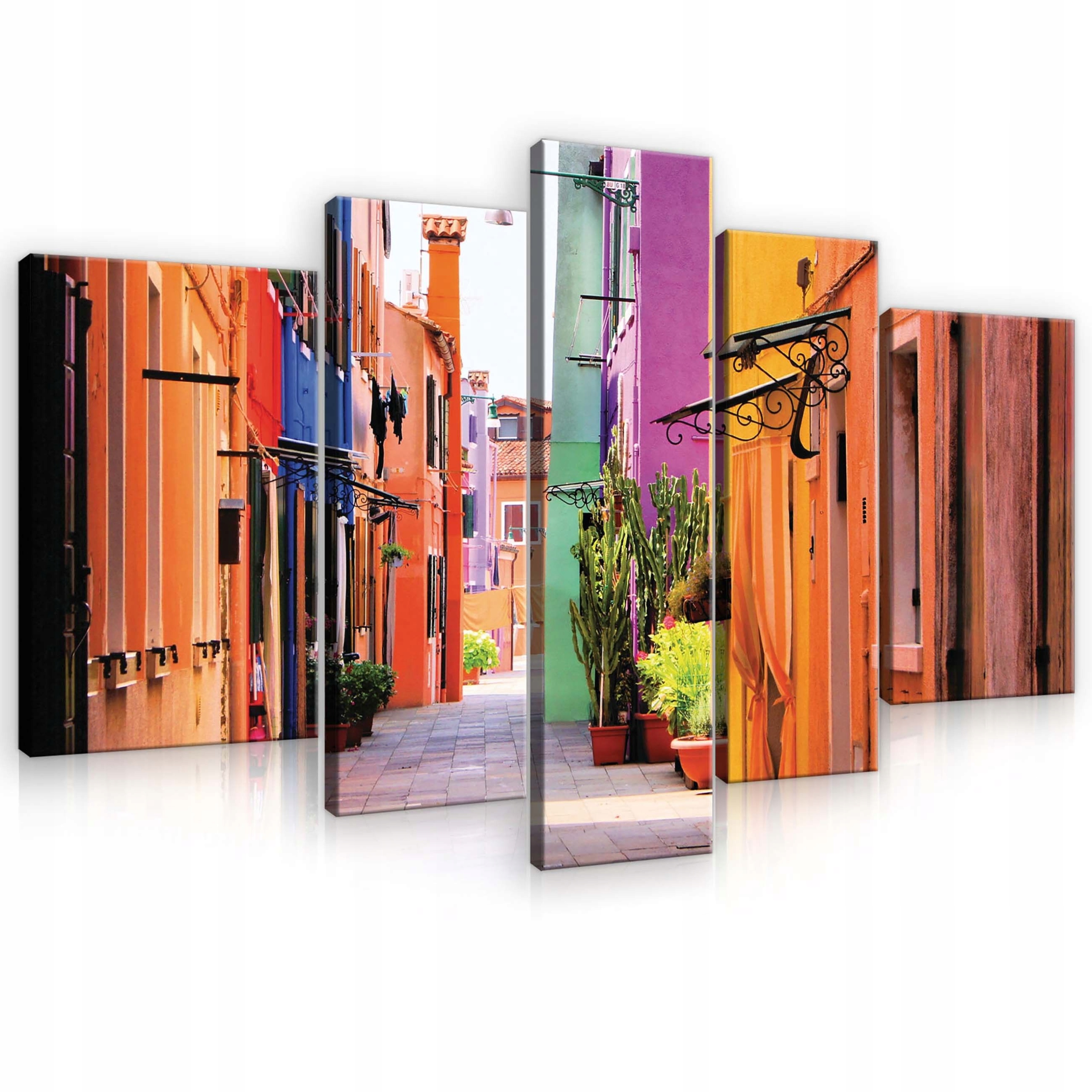 Obraz 170x100 Jasná ulica farebné domy Burano slnko leto cestovanie