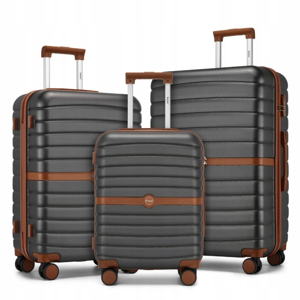 3dílná sada cestovních kufrů Abs Pc Kono 36/62/94 L šedá