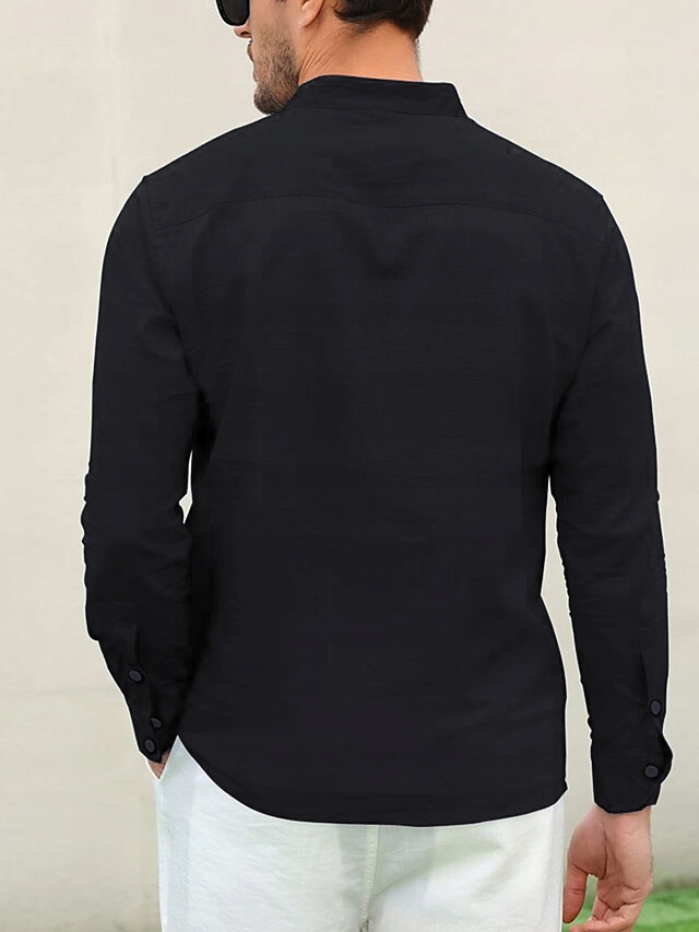 Koszula Męska Stójka Przewiewna Bawełniana Na Lato Kolekcja Nowość