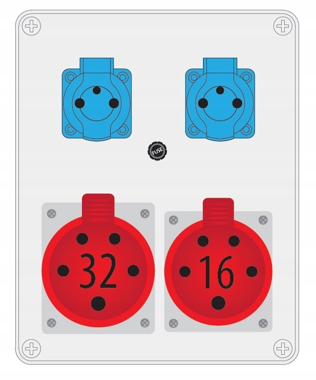 Rozvaděč 2x250V 1x32A/5p 1x16A/5p B.1098