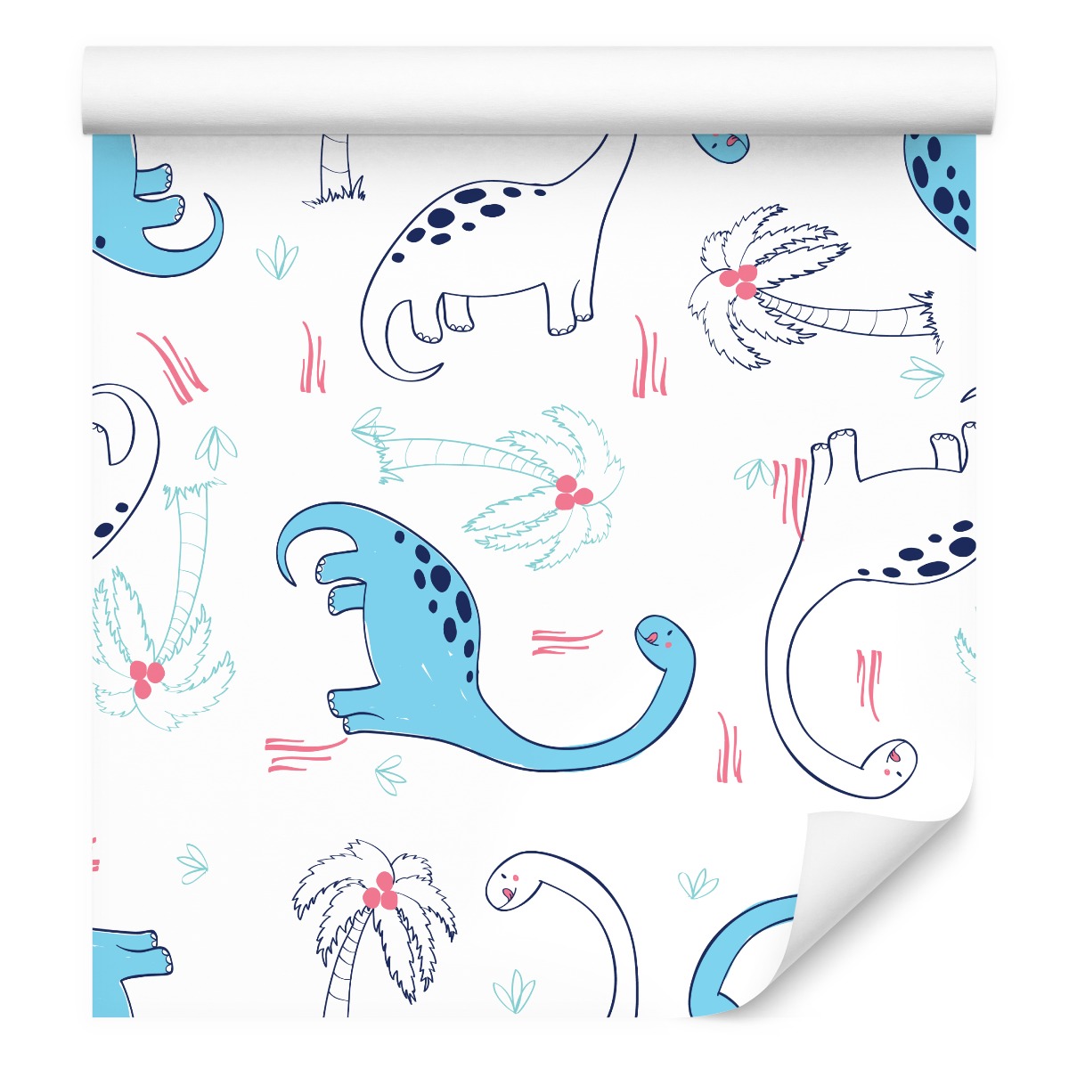 Dětská tapeta zvířata dinosauři palmy rostliny