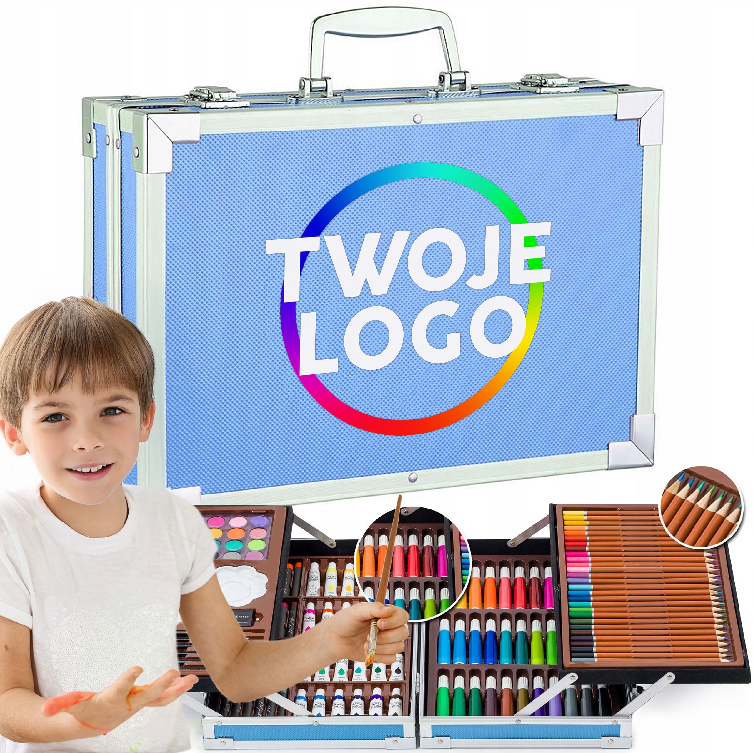 Umělecká Sada Modrá Pro Malování Dítěte Dárek Vánoce Vaše Logo