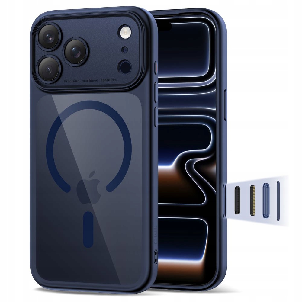 Etui pokrowiec case na iPhone 17 Pro Magpeak Magsafe CC granatowe
