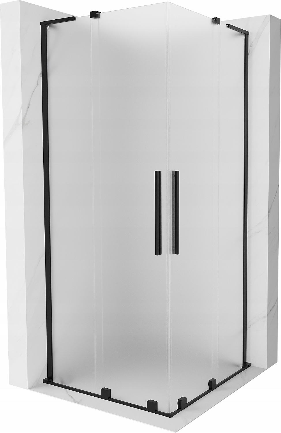 Mexen Velar L Duo Posuvný sprchový kout 90x90 cm, černá, matné sklo