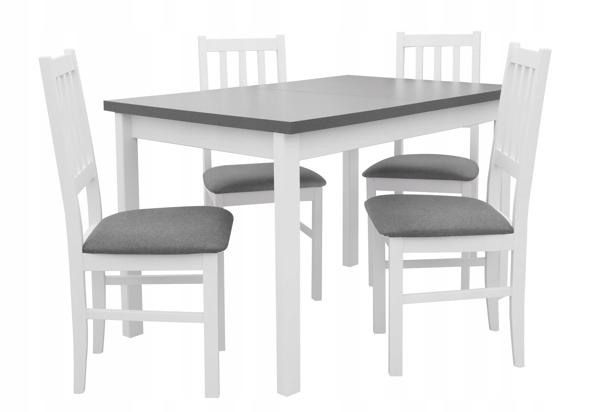 Komplet Stůl 4 Židle 150/120x80 Do Kuchyně Jídelny X008 Bílá/grafitová