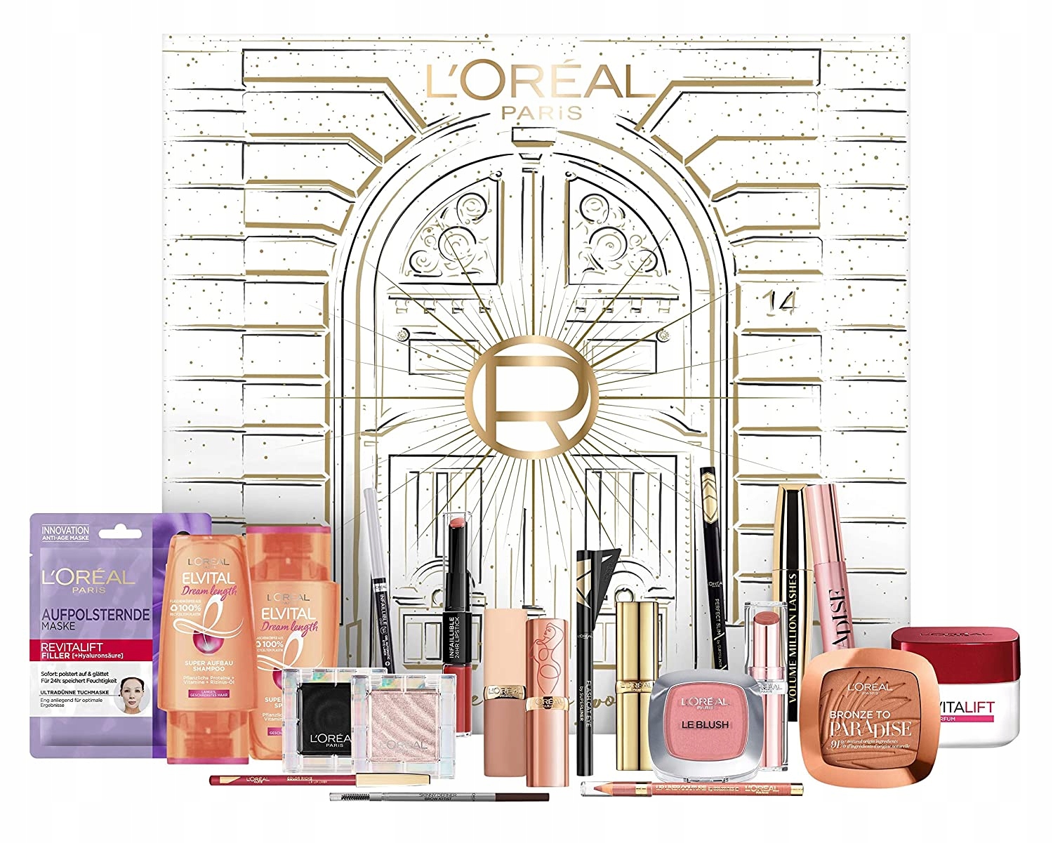 Адвент-календарь L'Oreal Paris Mini, 12 средств: 9 для макияжа, маска и уход за волосами — фото 7