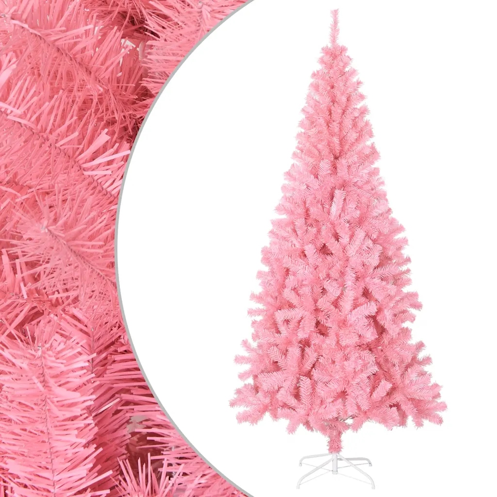 Růžový umělý vánoční stromek z Pvc s ocelovou základnou 180 cm x 90 cm