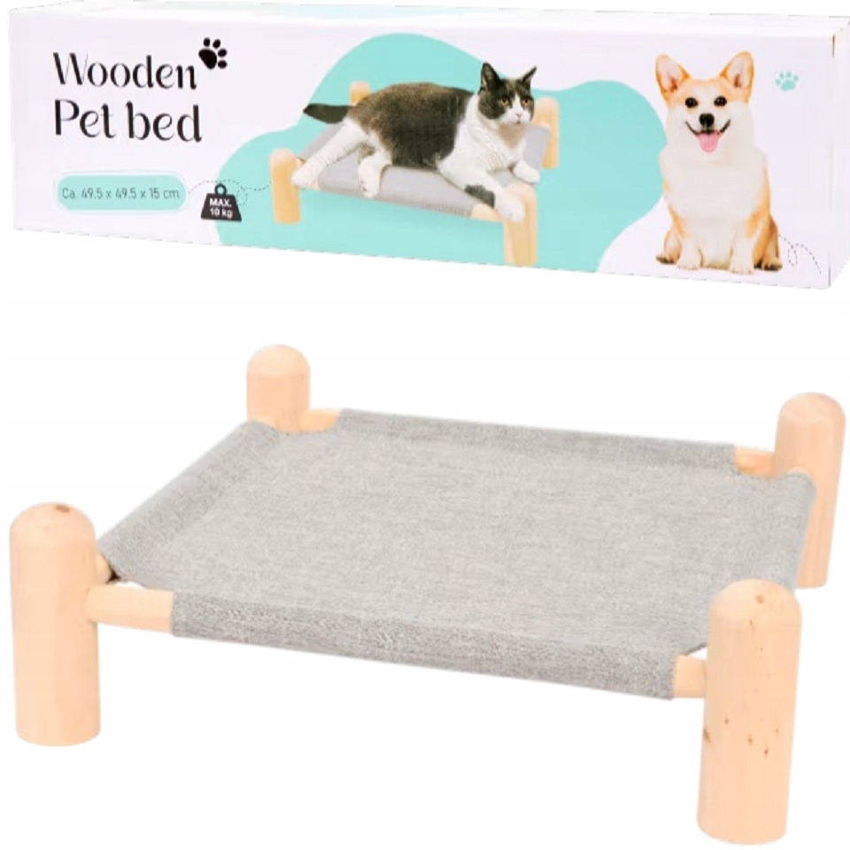 Levně Dřevěný pelíšek pro domácí zvířata pes kočka 10 kg 49,5 x 49,5 x 15 cm