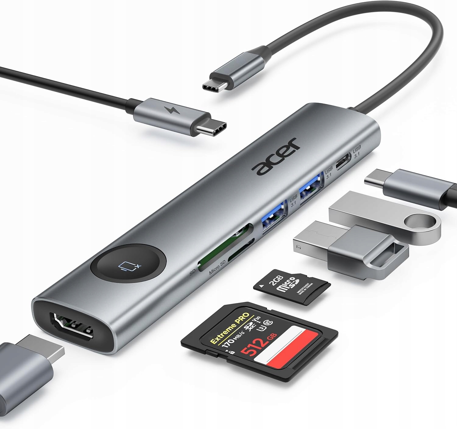 Acer hub Usb-c 7 v 1 ODK3E0 Usb Hdmi Pd Sd Tf