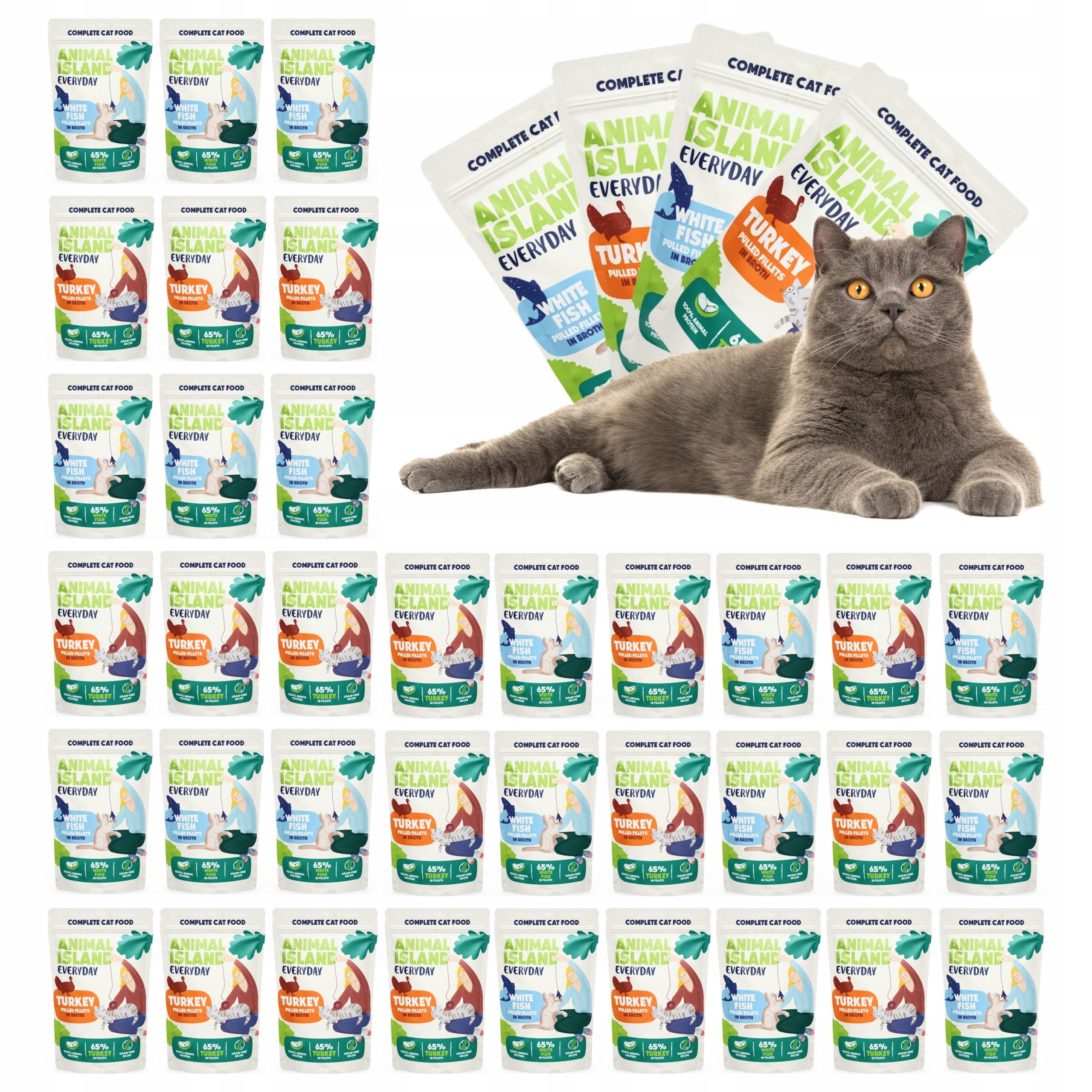 Levně Animal Island Everyday Menu Box Krůta+Bílá Ryba 40x85g Sada sáčků