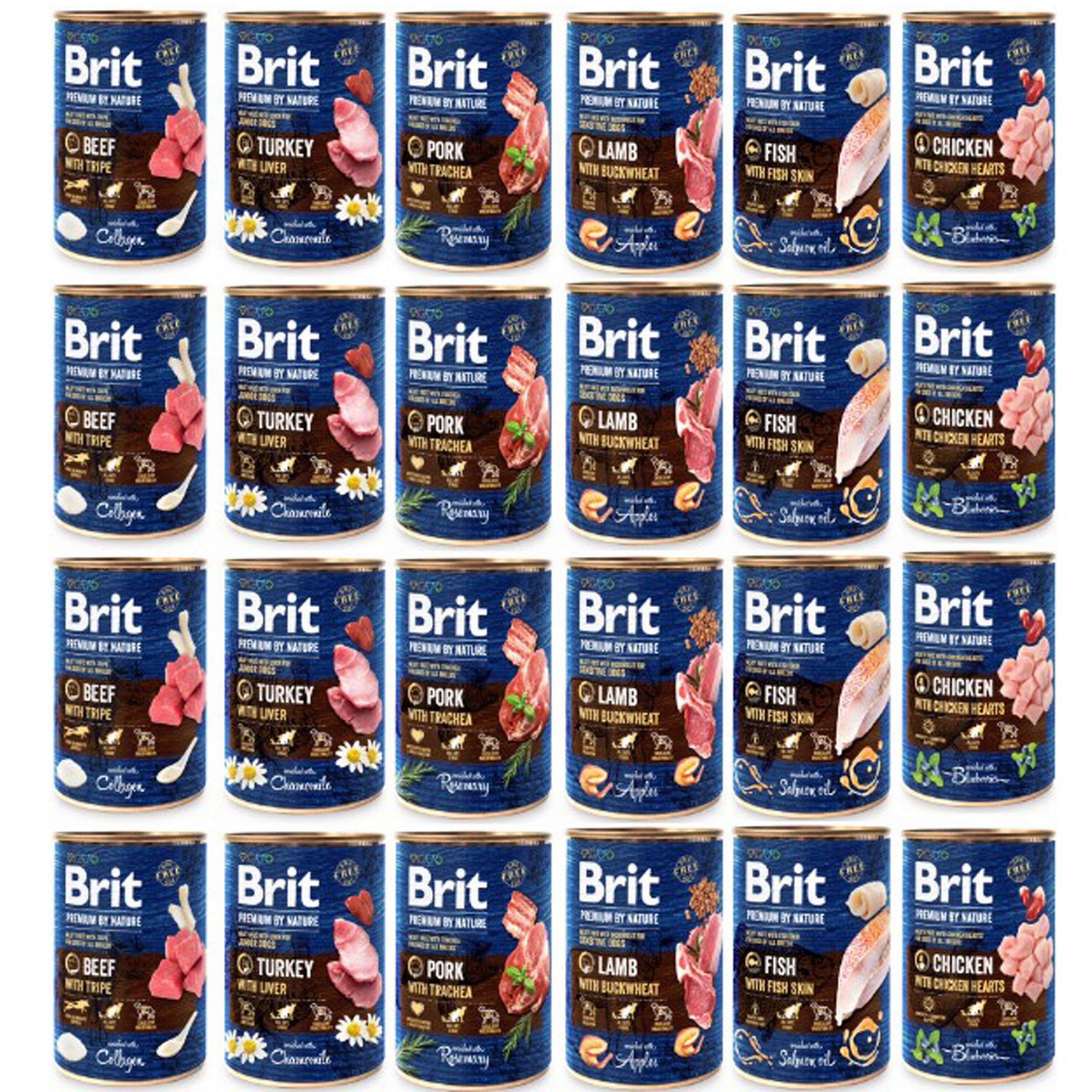 Brit Premium By Nature mokra karma dla psa mix smaków 24x400g bez zbóż