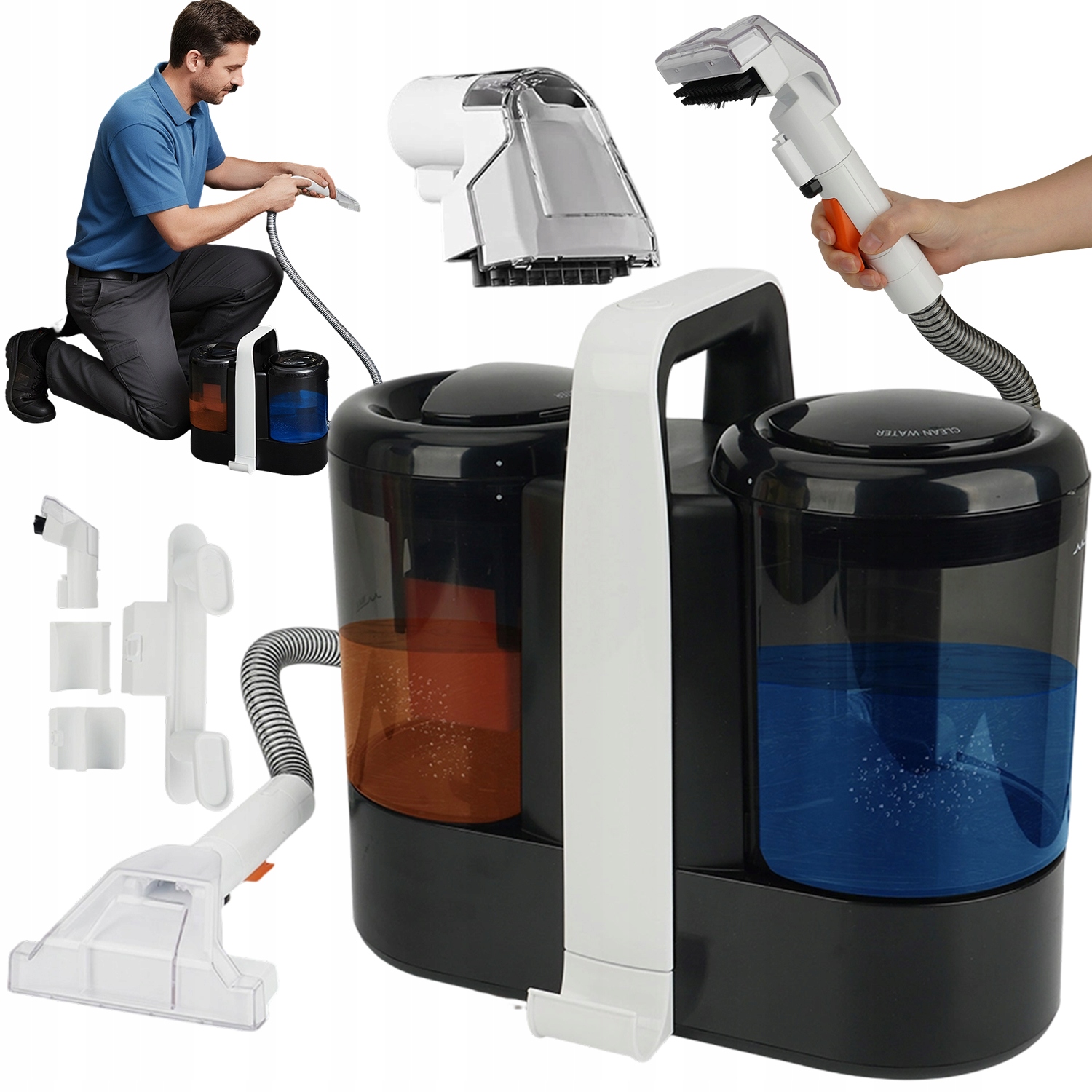 Vysavač Přenosný Mokrý Suchý 600 W S Funkcí Čištění Čalounění 15 Kpa