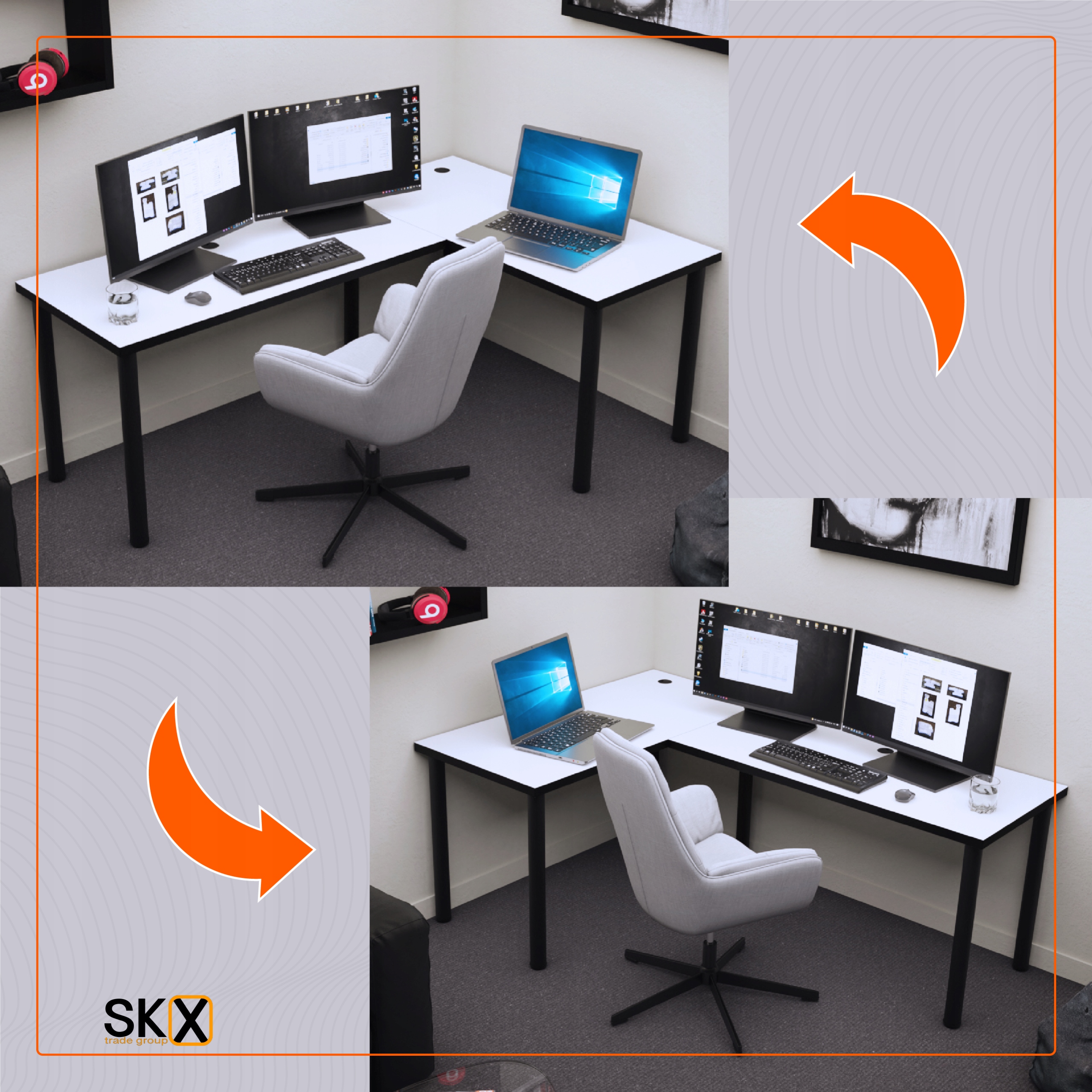 Biurko komputerowe biurowe białe narożne Kształt blatu prostokątny