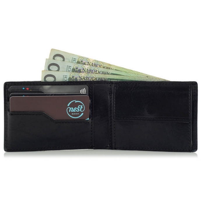 Tenká malá pánská peněženka na karty Slim Wallet Kožená černá Belveder BW28
