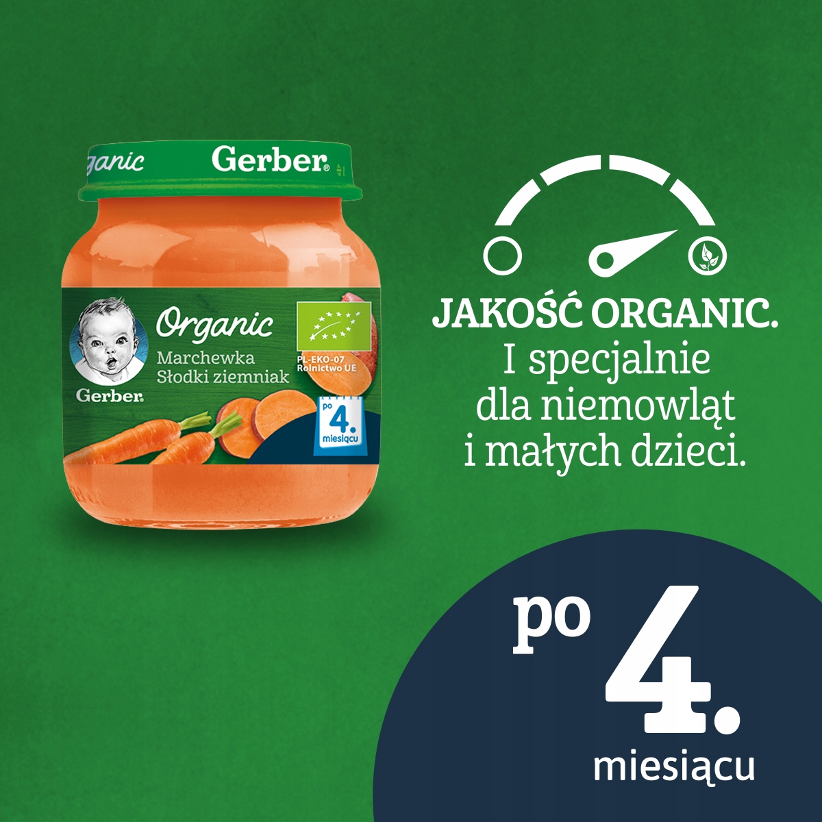 GERBER ORGANIC Obiadek Marchewka, słodki ziemniak po 4. miesiącu 6x125g Marka Gerber
