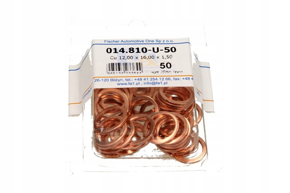 PODKŁADKI MIEDZIANE 12X16X1,5 50SZT