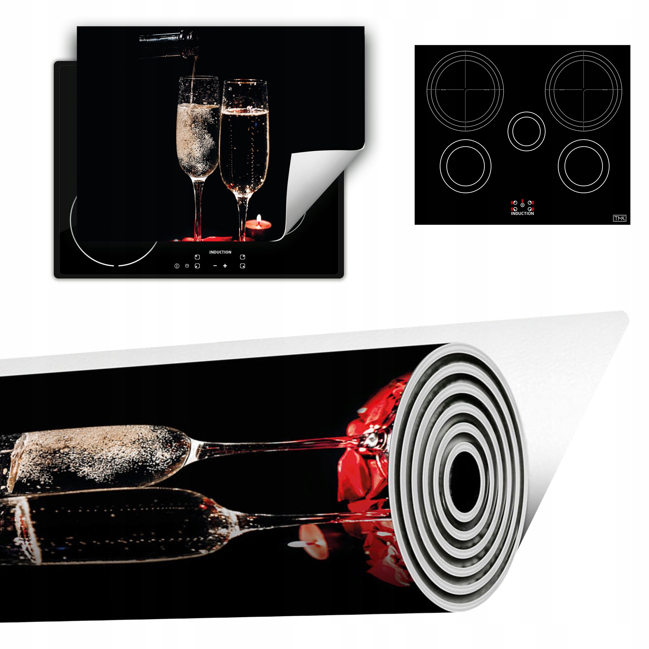 Vinylová Podložka Do Kuchyně Více Místa 70x52 černá červená víno