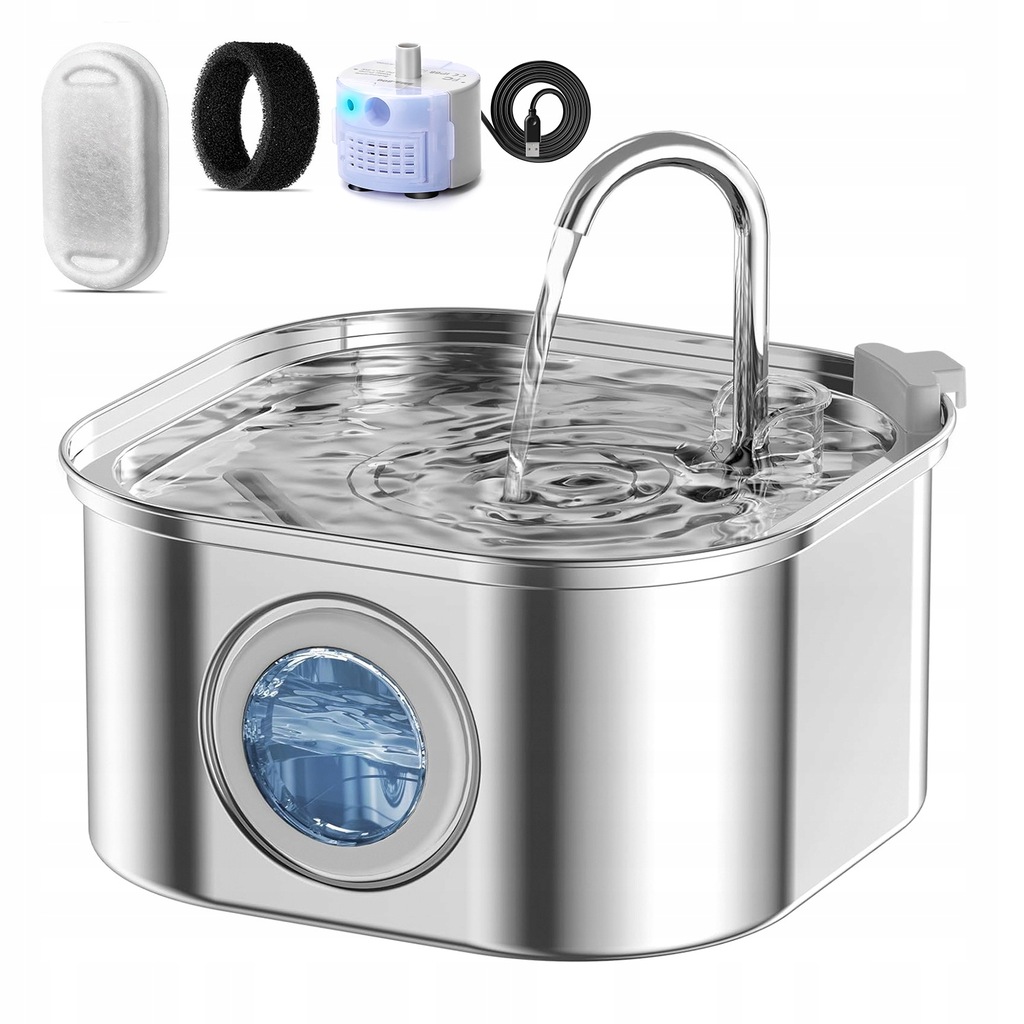 Levně 3.2 L Automatická fontána pro kočky Dávkovač misky Nerezová ocel