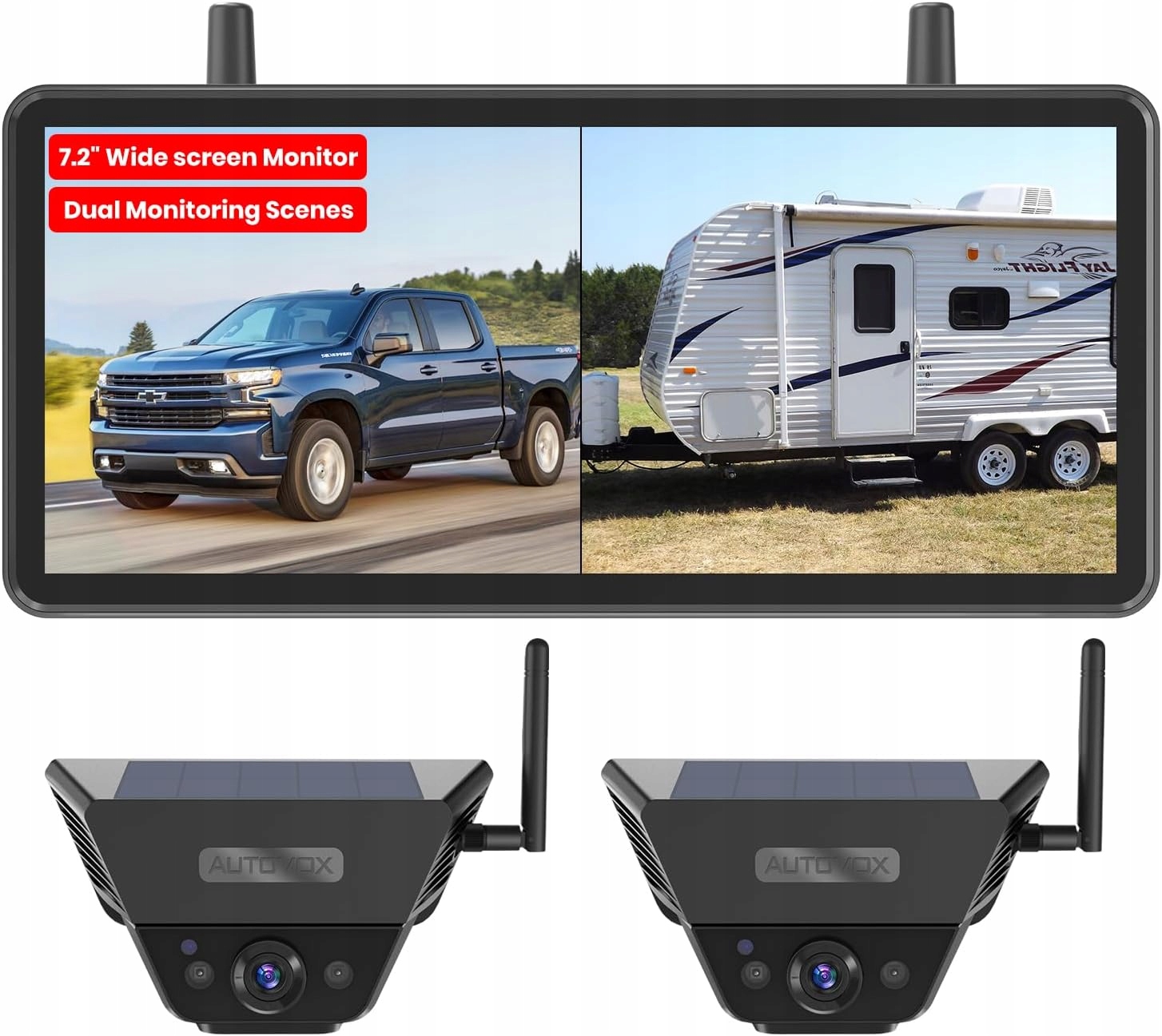 Auto-vox Solárne cúvacie kamery Magnetické Sada 2 kusov Dvr 1080p