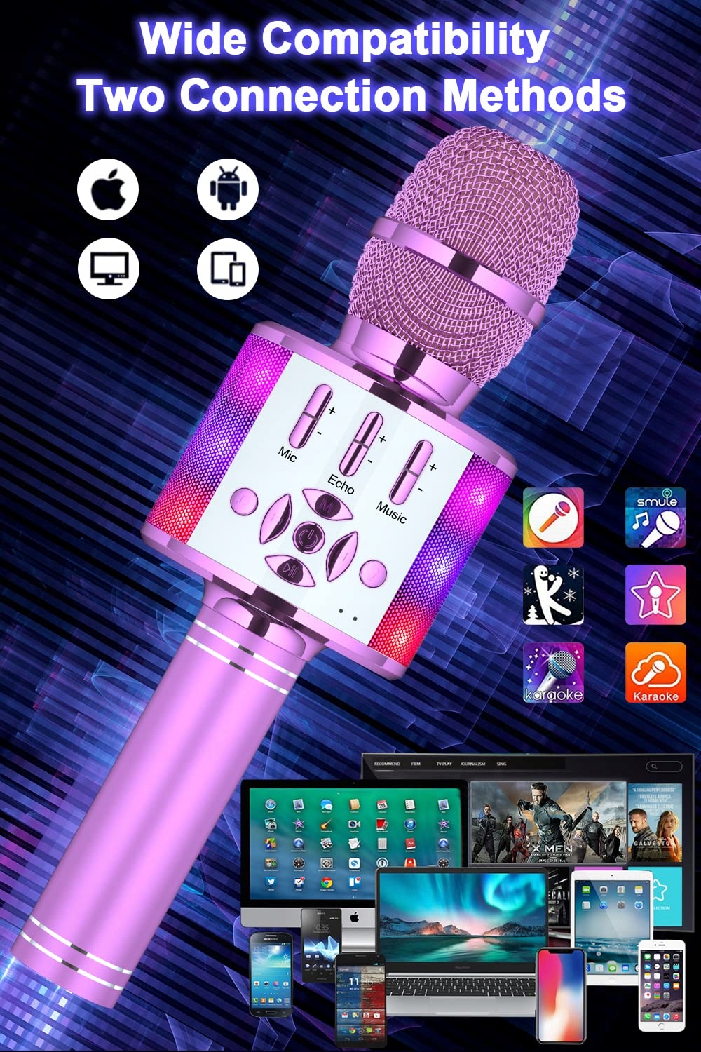 BONAOK Dziecięcy Mikrofon Karaoke Bluetooth 4w1 Bezprzewodowy — miniatura 5