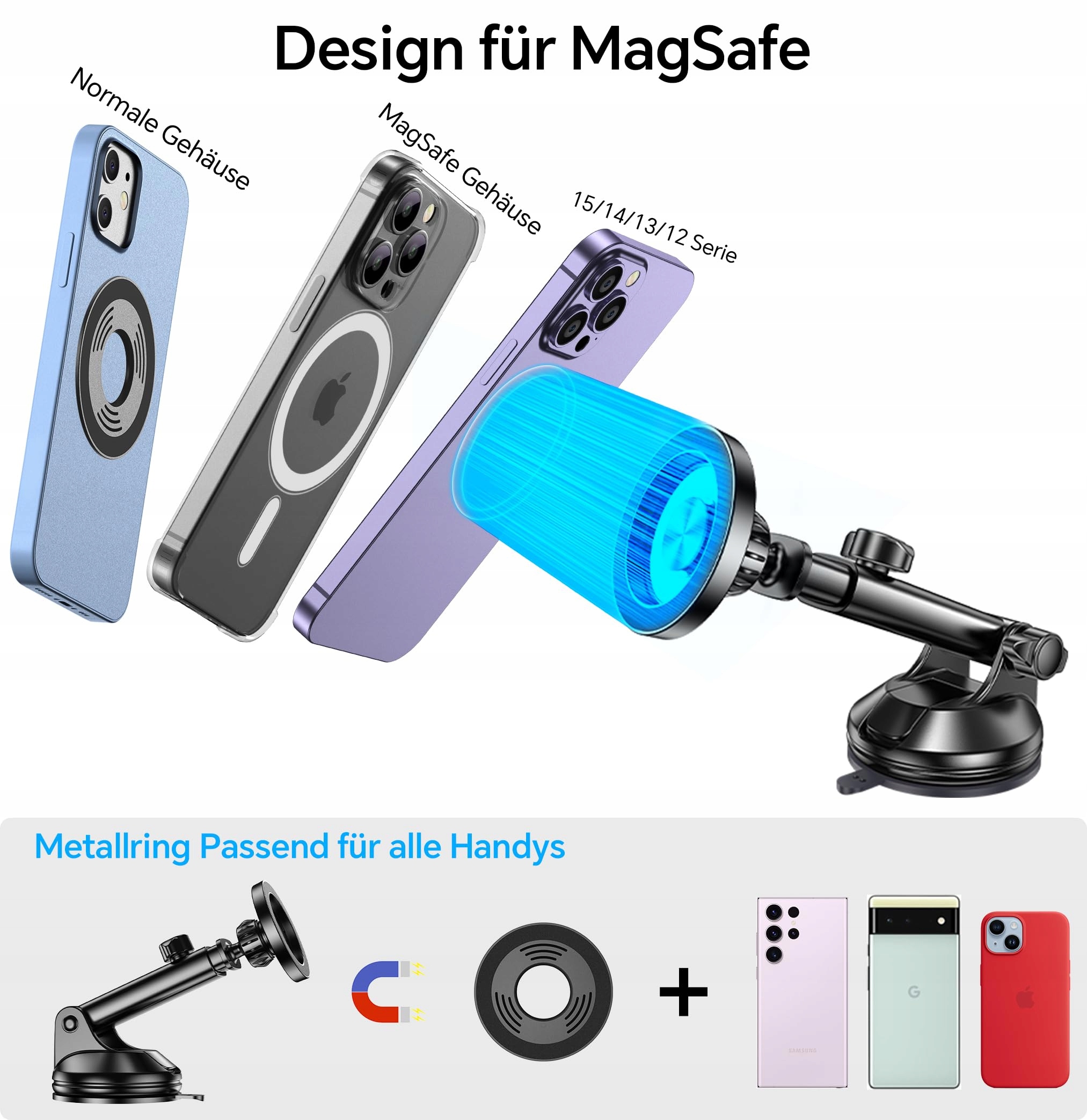 SPARKLE Uchwyt Samochodowy MagSafe iPhone Samsung Szyba Deska Wentylacja — miniatura 8