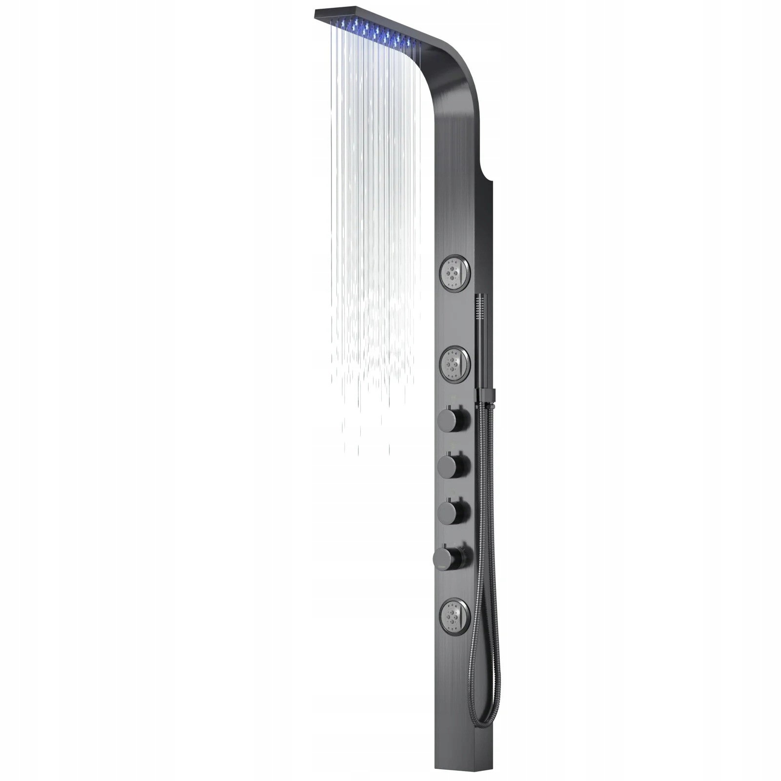 Panel prysznicowy Corsan Snake Termostat Stal GunMetal Deszczownica Led