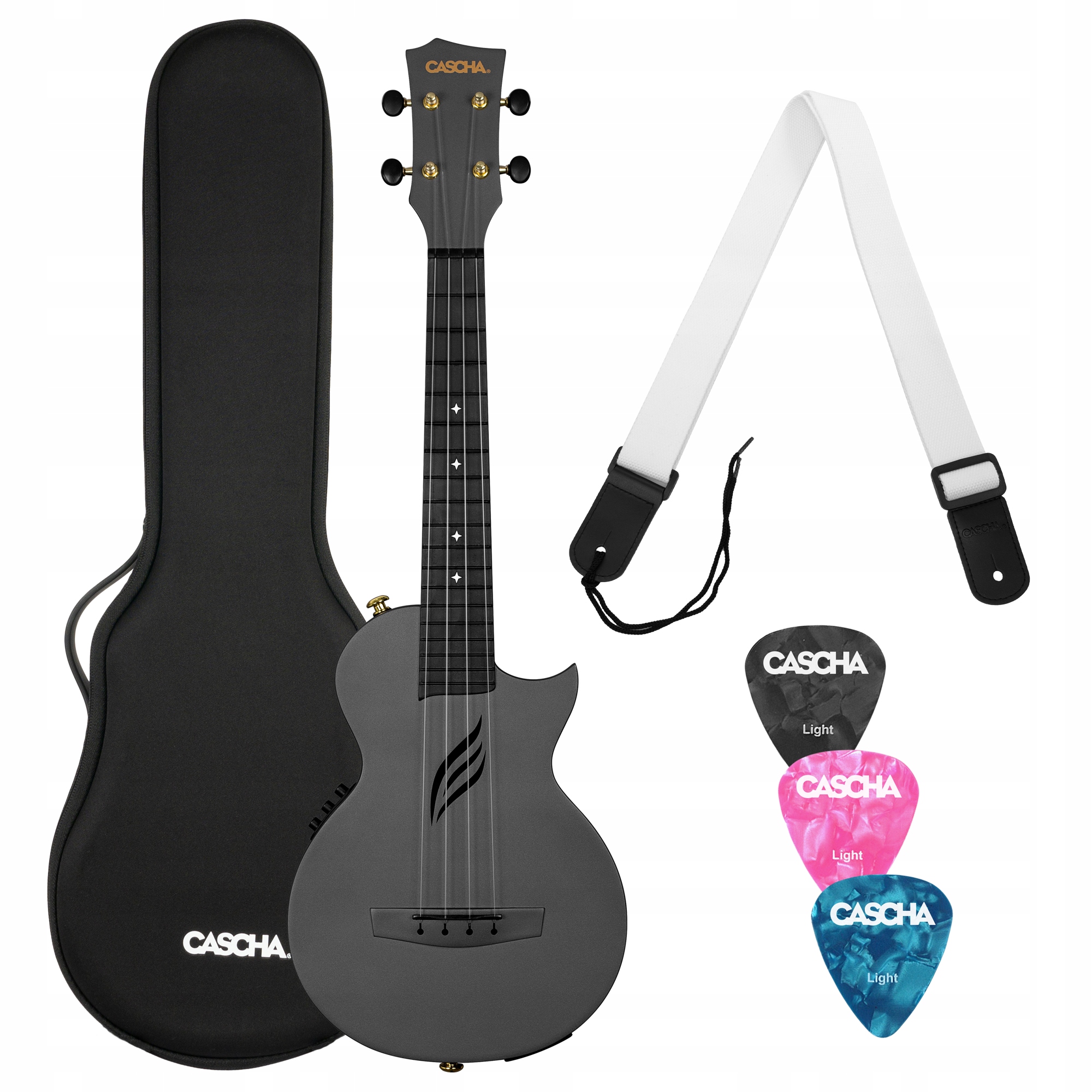 Cascha Carbon Fiber Black Set Snímačů Ukulele S Eq