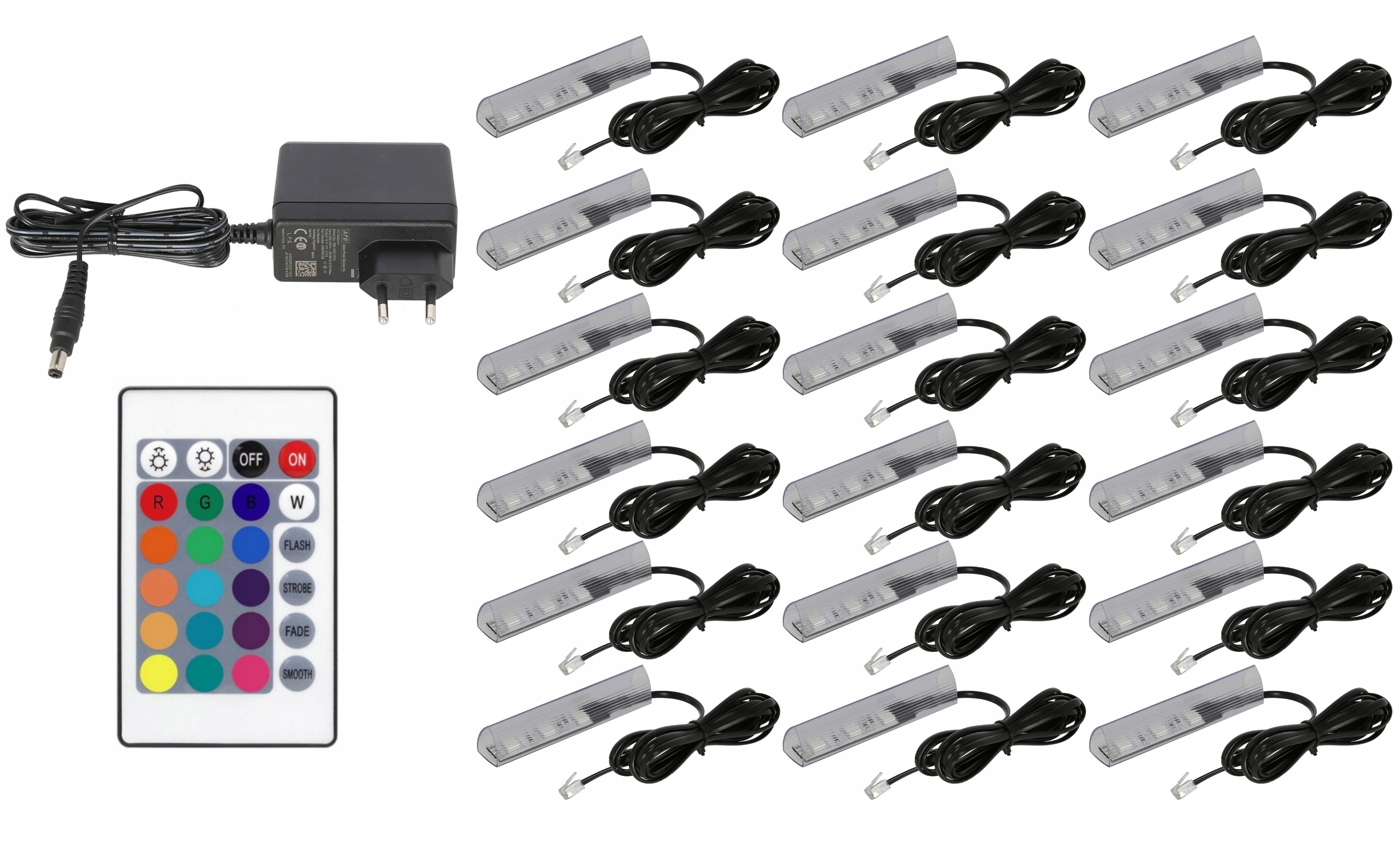18 x Led klipy Rgb na police na sklo, klip Komplet
