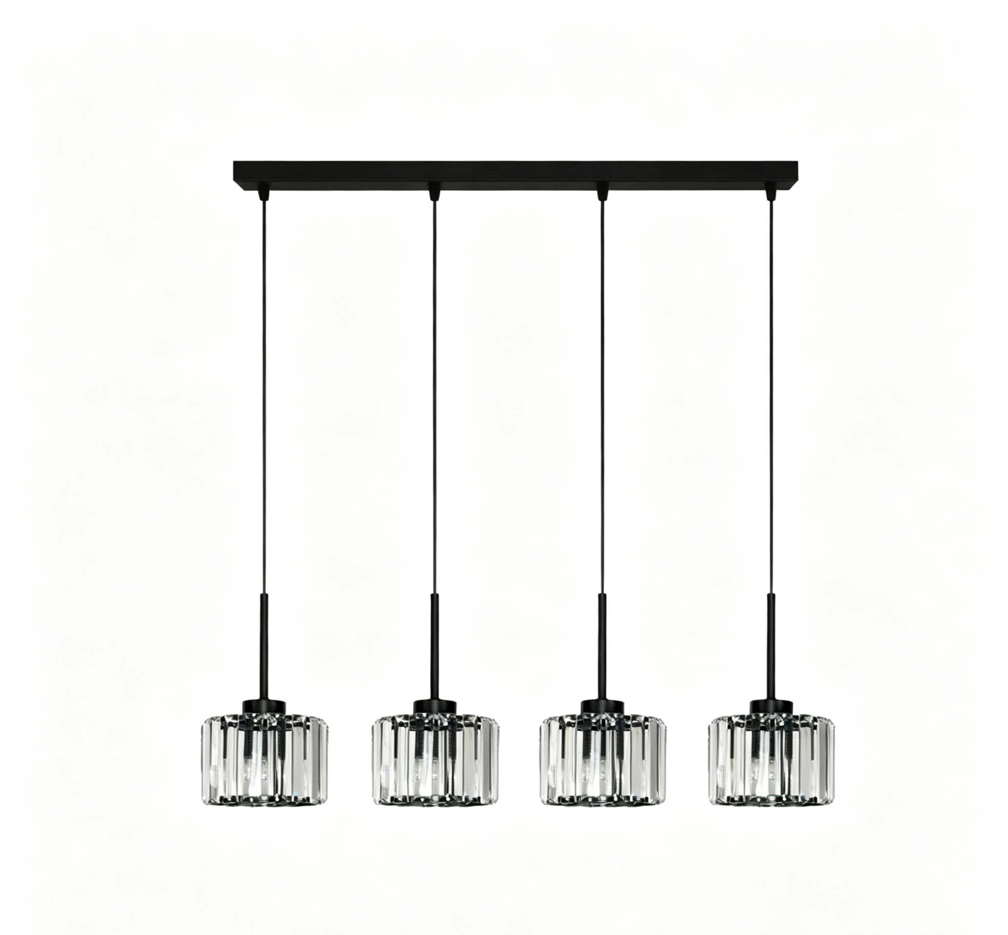 Závesná lampa E27 Crystal čierna 76 cm Nastaviteľná Glamour nad stôl Ostrov