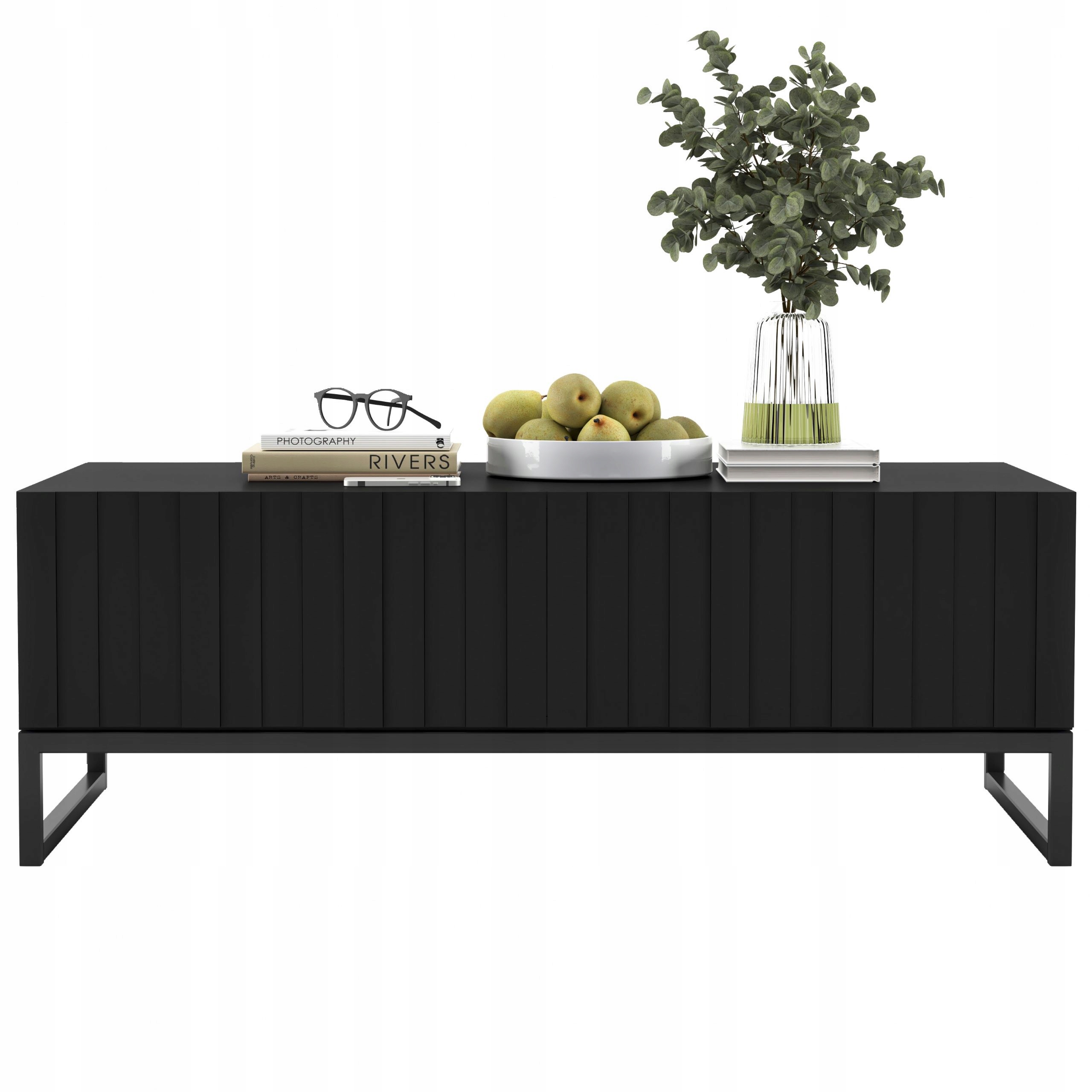 Stolik kawowy Glamour prostokątny ława Czarny Mat 110cm Rama Loft