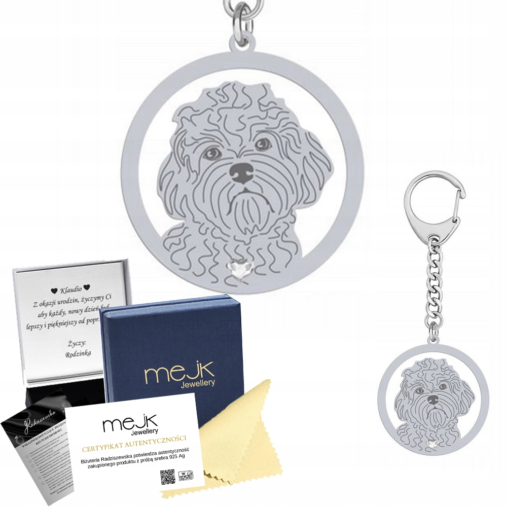 Přívěsek Na Klíče na klíče Cavapoo Stříbro 925 Šperky Dárek Žena Gravírování Bonus