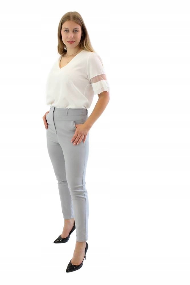 Elegantní kalhoty s kapsami Popelavé 40