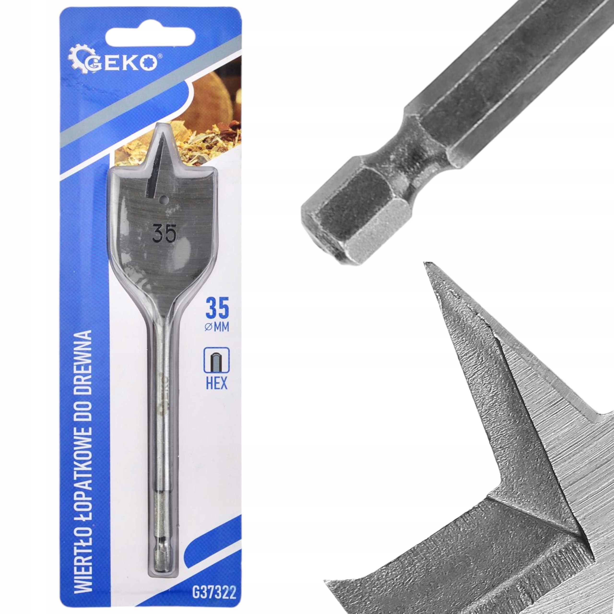 WIERTŁO DO DREWNA FORNIRU WIÓROWYCH HEX 1/4" 35 MM ŁOPATKOWE PIÓRKOWE 152mm