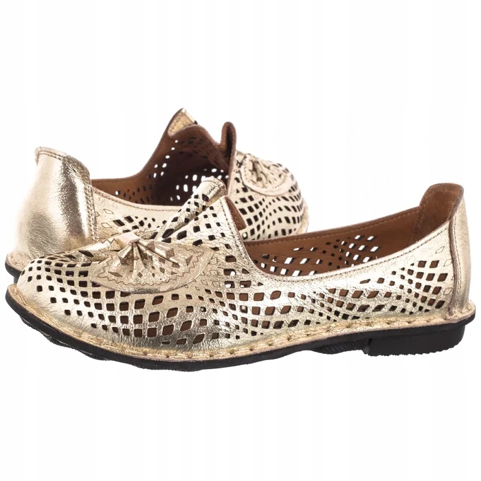 Dámské kožené polobotky Artiker Zlaté 58C3479 Gold