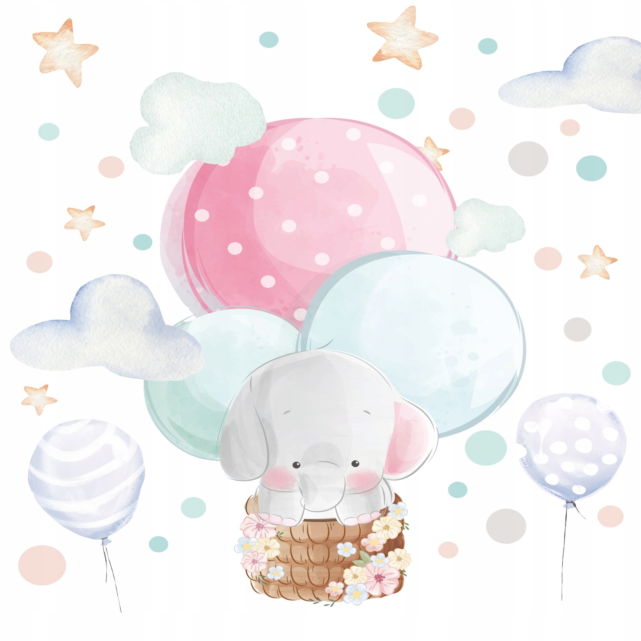 

Naklejka ścienna pastel słoń balon 100x100