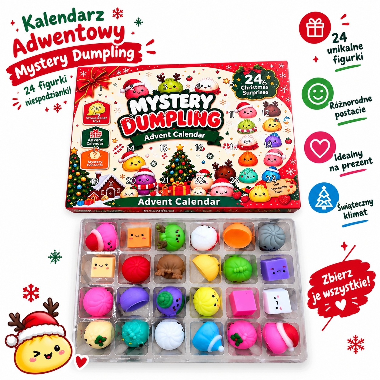 Адвент-календарь Mystery Dumpling, 24 мялки-фигурки Squishy