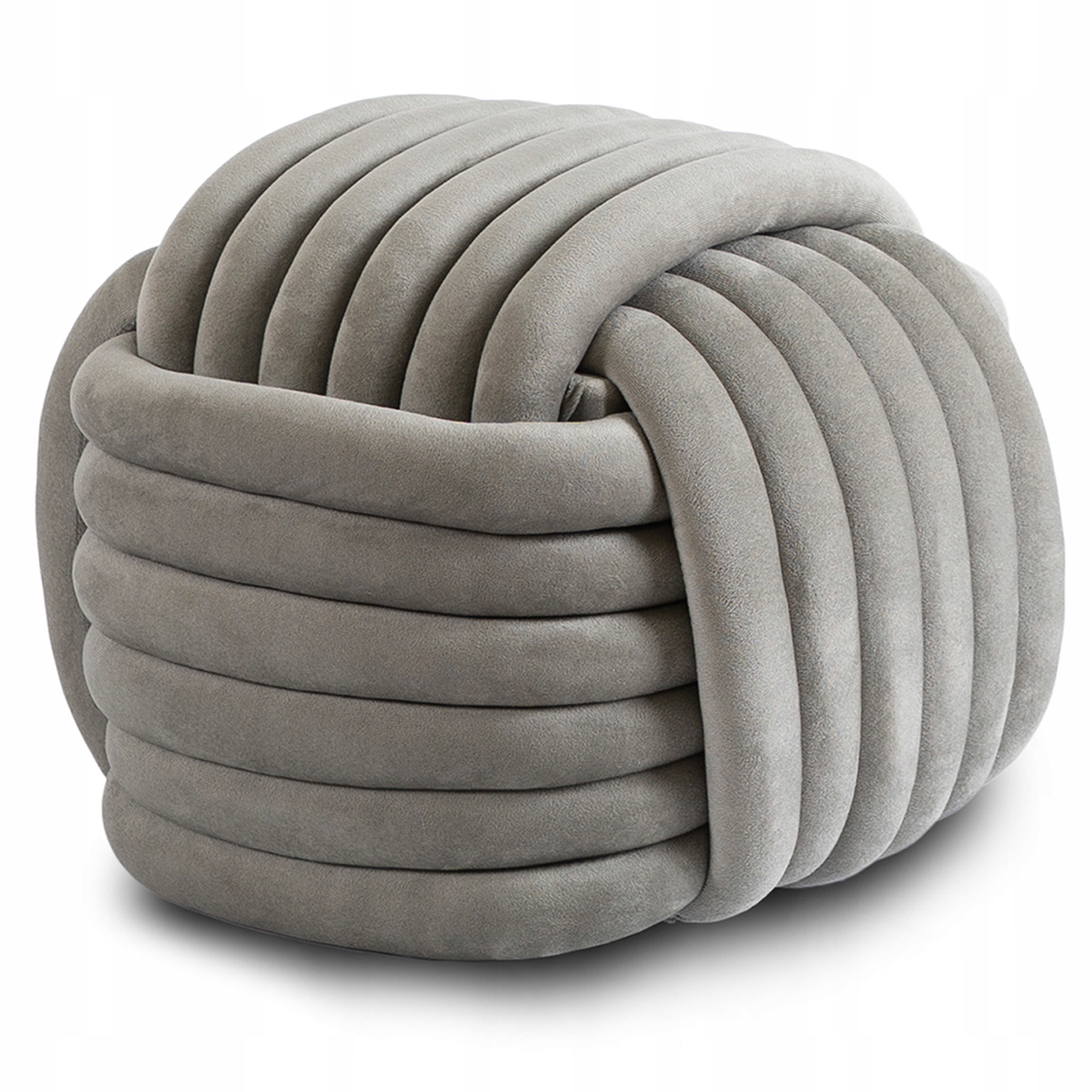 Taburet Pletená velurová sedací souprava do předsíně Puf Šedá Magma