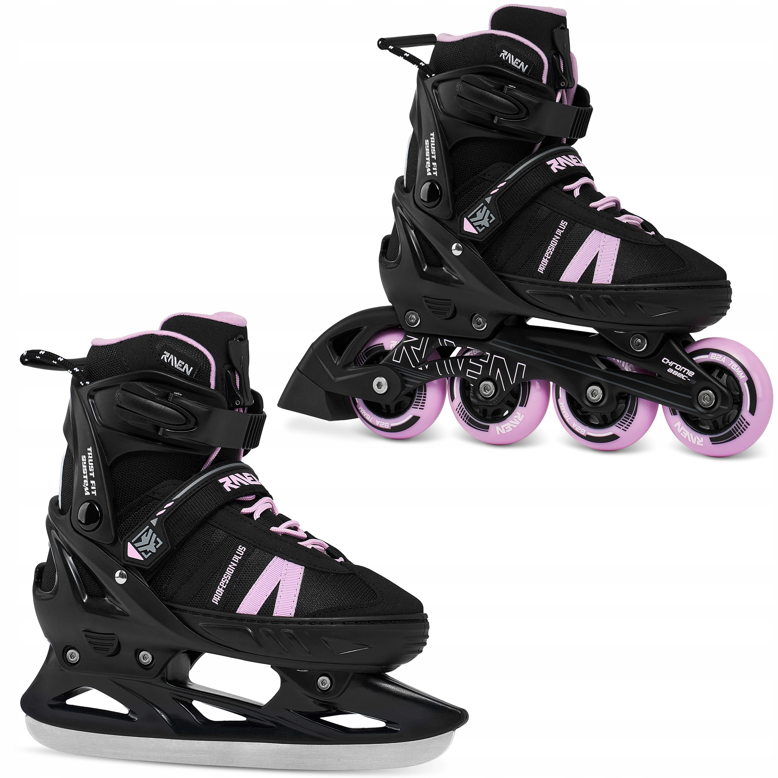 Rolki Łyżwy hokejowe 2w1 Raven Profession Plus Lila 31-35 Speed Lacing
