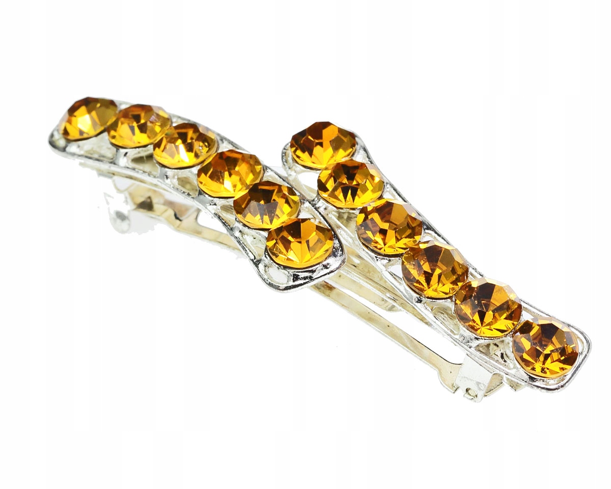 Francouzská stříbrná spona Jantarové krystaly Sponka Elegantní Zirkony