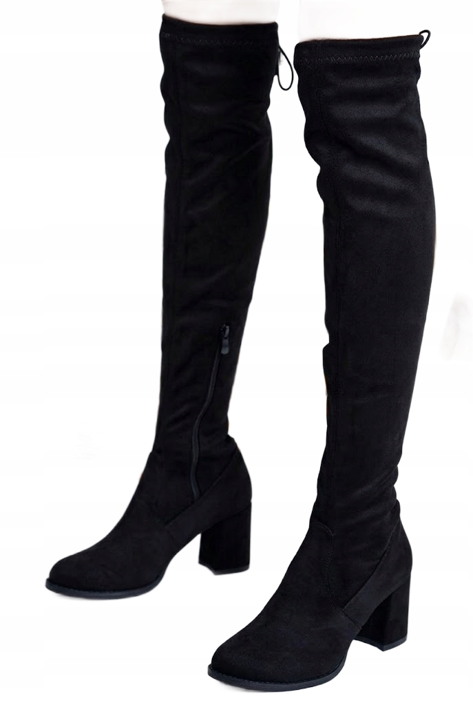 Dámské Černé Klasické Kozačky Na Podpatku Z Semiše 37 Opa