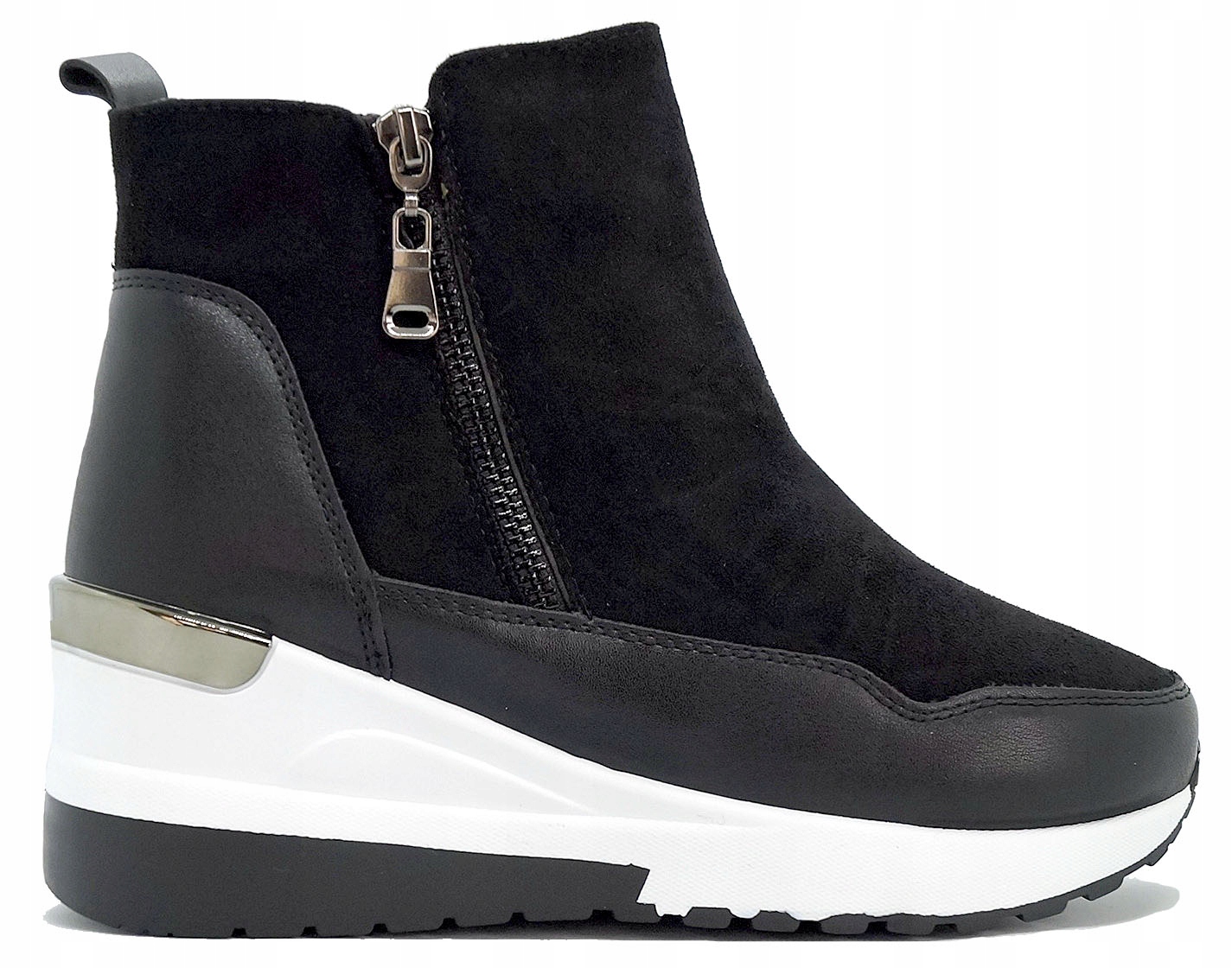 

Botki Sneakersy Czarne Zamsz Ocieplone Koturna 39