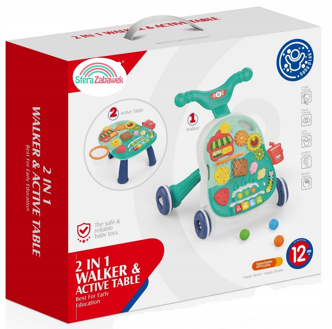 CHODZIK PCHACZ INTERAKTYWNY STOLIK JEŻDZIK PANEL EDUKACYJNY 2W1 PIANINKO Materiał plastik