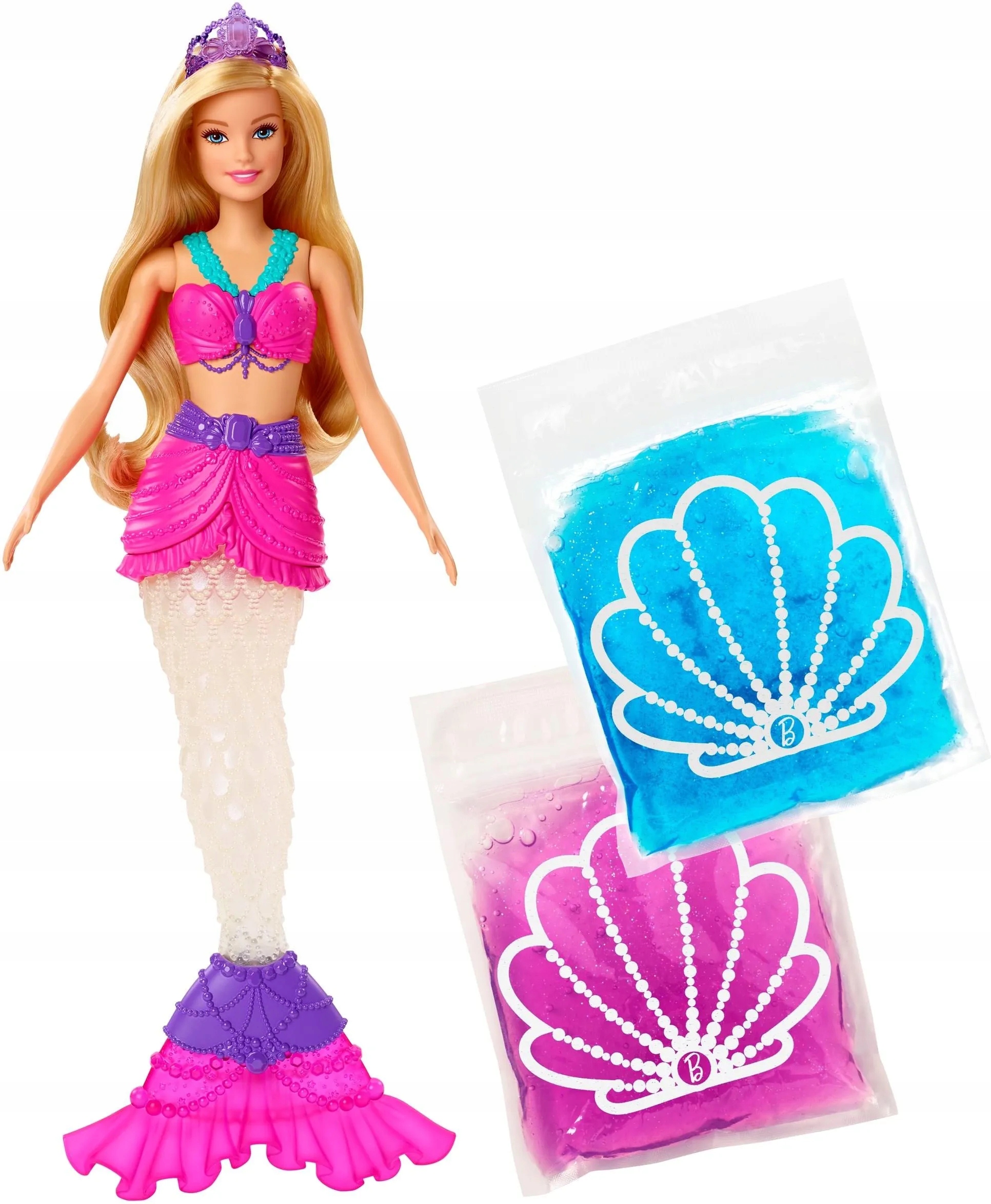 BARBIE LALKA DREAMTOPIA SYRENKA BROKATOWY SLIME GKT75