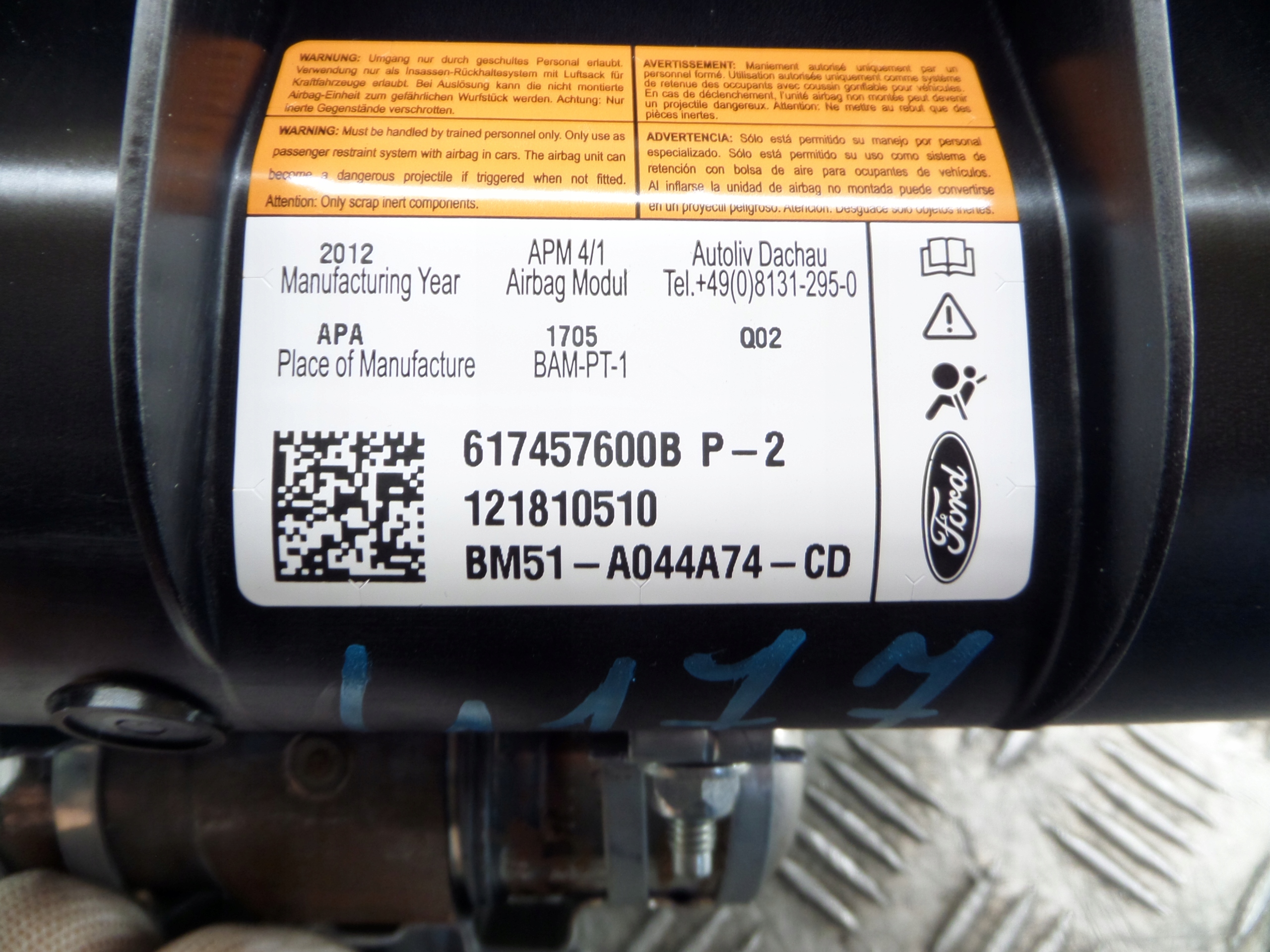 FORD FOCUS MK3 passenger airbag BM51-A044A74-CD