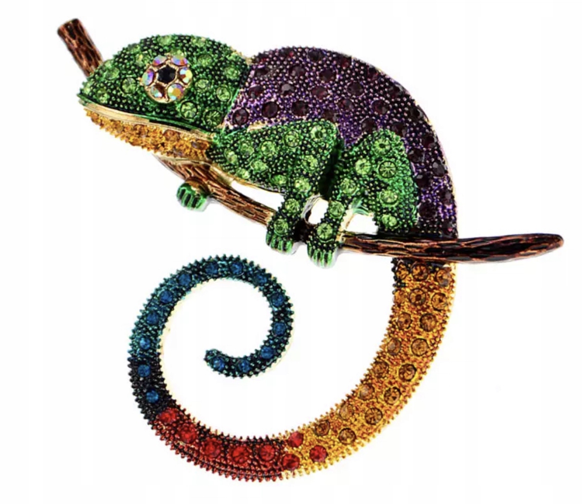 

Broszka Kameleon Duża Jaszczurka Gekon Kolorowa
