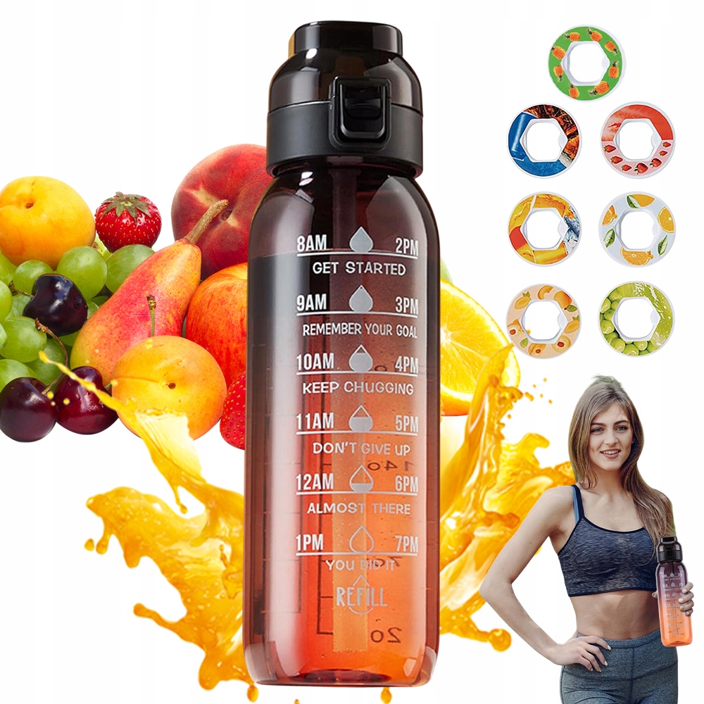 Láhev Na Vodu 1000 ML Se 7 Vůněmi Ovoce, Široká Náplň