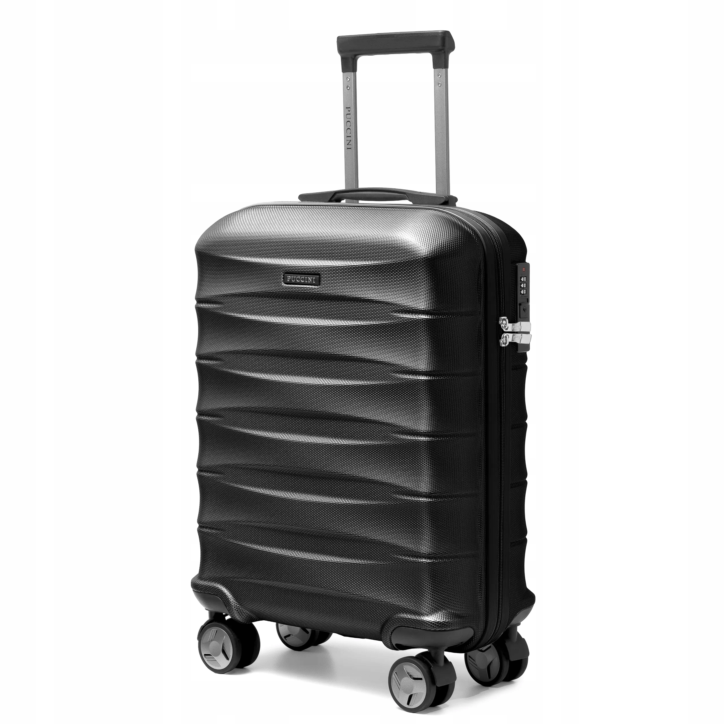 Puccini Walizka Kabinowa Podróżna Na Kółkach Twarda Abs Czarna ABS030C-1
